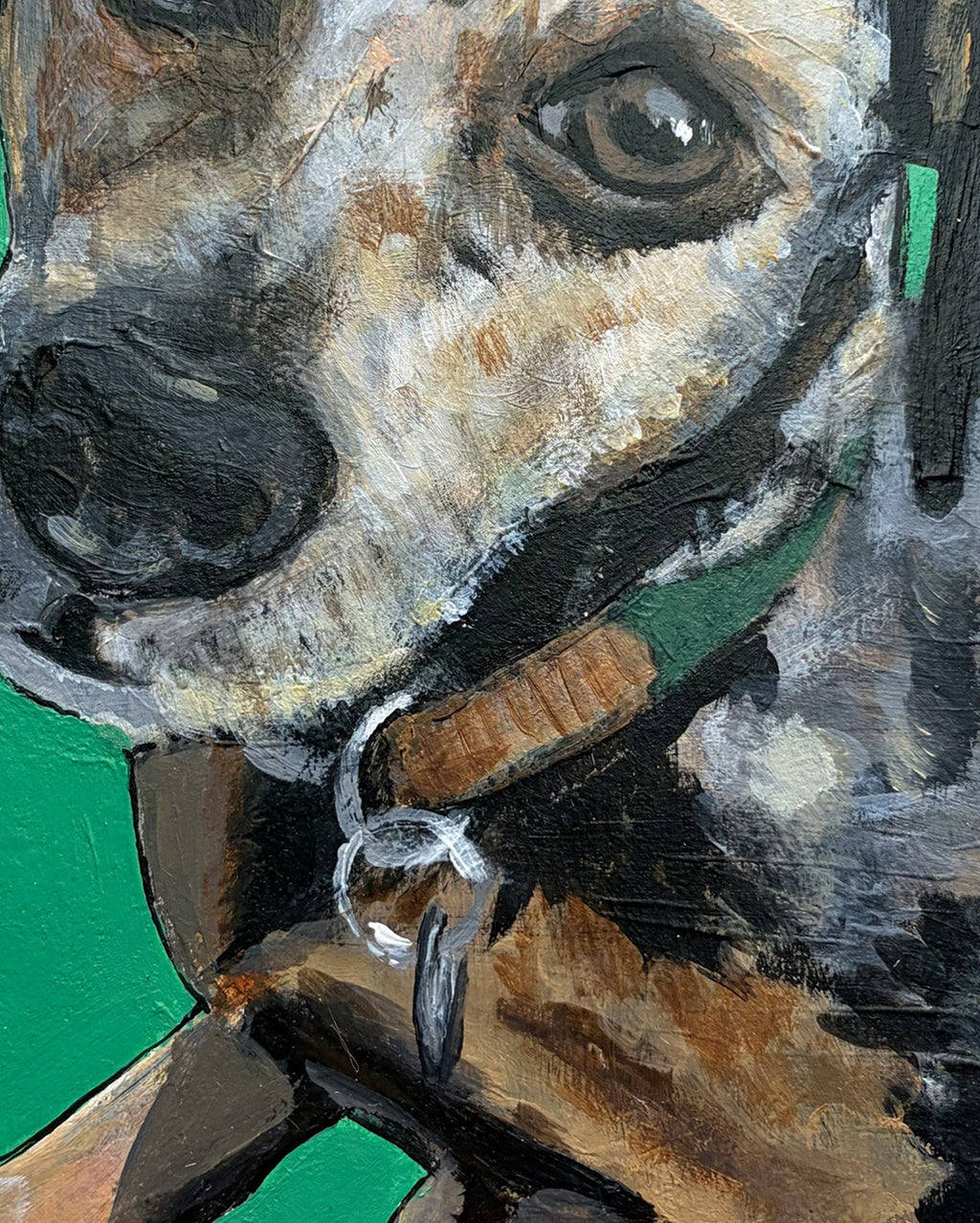 Close-up hand painted custom pet portrait